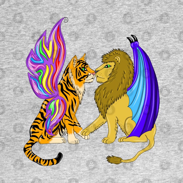 lion and Tiger with wings by MelanieJeyakkumar